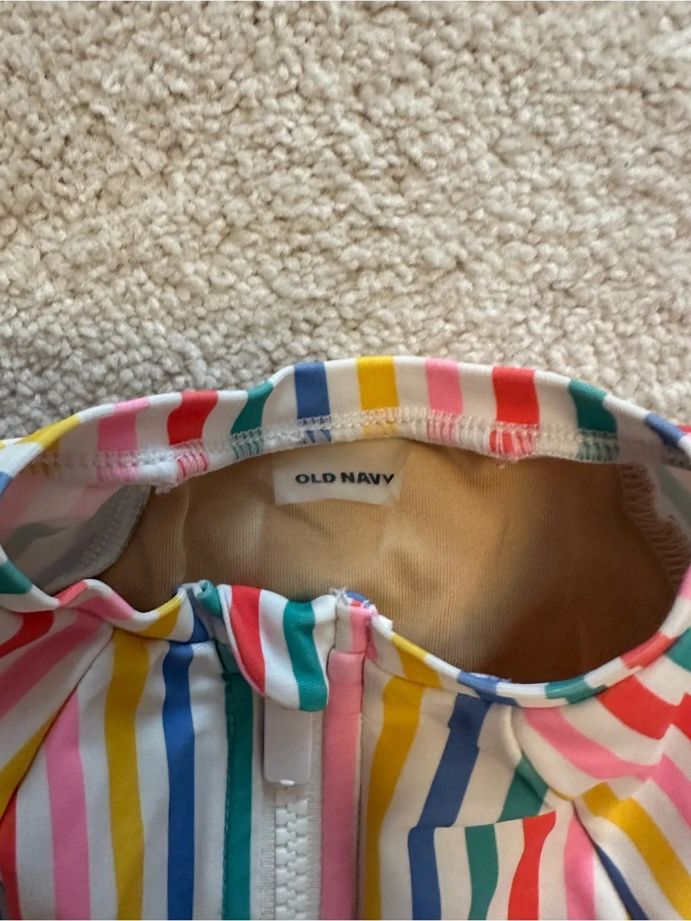 Old Navy Girls' Multicolor Stripe and Coral One-Piece Swimsuits
